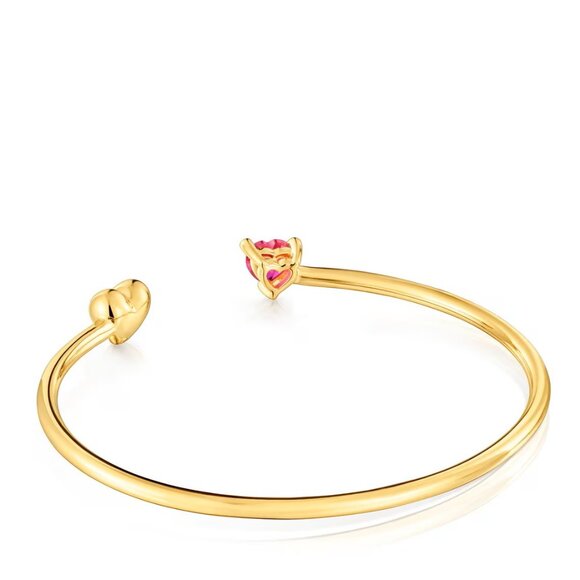 Tous gold plating over silver Bangle with lab-grown ruby Garden of Love LGG - Picture 3 of 5
